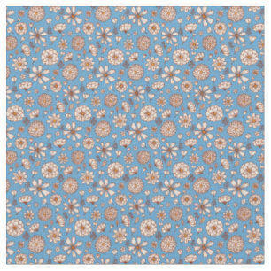 Blommigt blommor mönster blå bakgrund Fabric Tyg