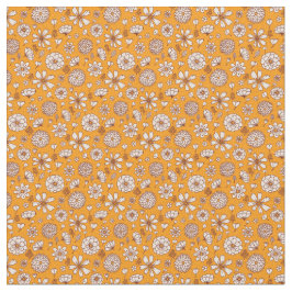 Blommigt blommor mönster med orange bakgrund tyg