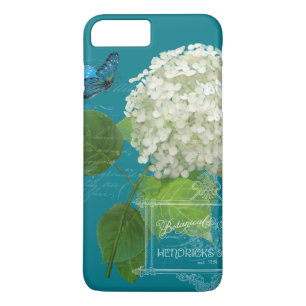 Blommigt Blommor White Hydrangea Butterfly Script