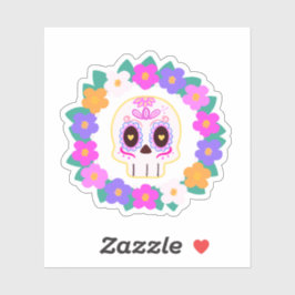 Blommigt Blommsocker Skull Klistermärken