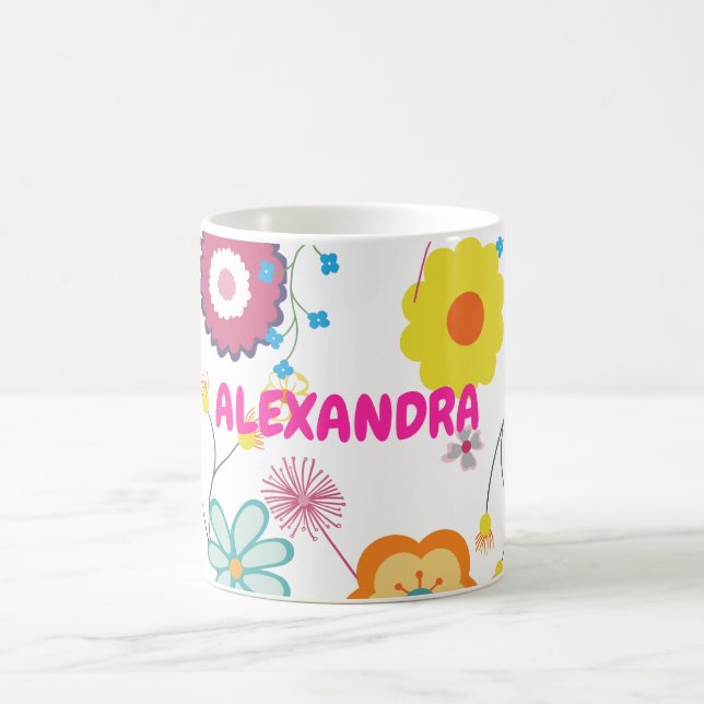 Blommigt Blomströmsfärgsvit Rosa Kaffemugg (Center)