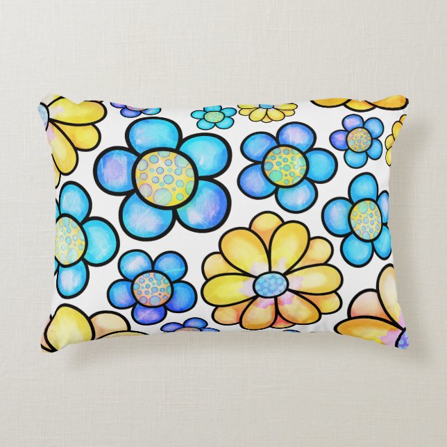 Blommigt Bloom 12 x 16 dekorfärg Prydnadskudde (Framsidan)