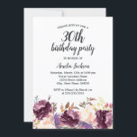 Blommigt Bloom Lila Watercolor 30års födelsedag Pa Inbjudningar<br><div class="desc">Mer söt Blommigt Birthday Bjud i Little Bayleigh Store!</div>