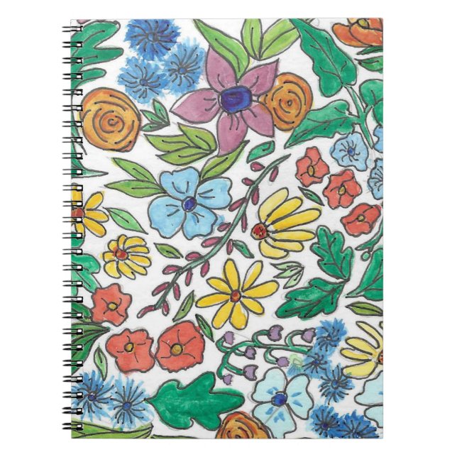 Blommigt Bloom Notebook Anteckningsbok (Framsidan)