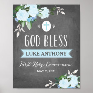 Blommigt Blooms Chalkboard Välsigna dig Communion  Poster