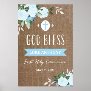 Blommigt Blooms Välsigna dig Communion Sign Burla Poster