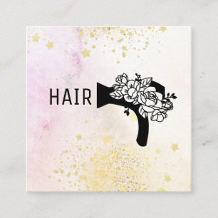 *~* Blommigt Blow Hair Dryer Flower Ombre Pastel A Fyrkantigt Visitkort