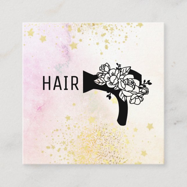*~* Blommigt Blow Hair Dryer Flower Ombre Pastel A Fyrkantigt Visitkort (Framsida)