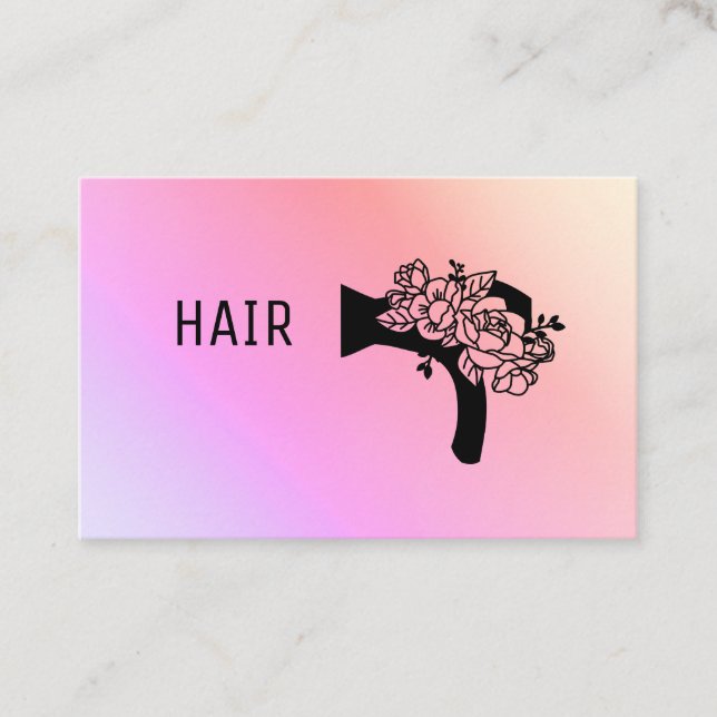 *~* Blommigt Blow Hair Dryer Flowers Pastel AP6 Visitkort (Framsida)