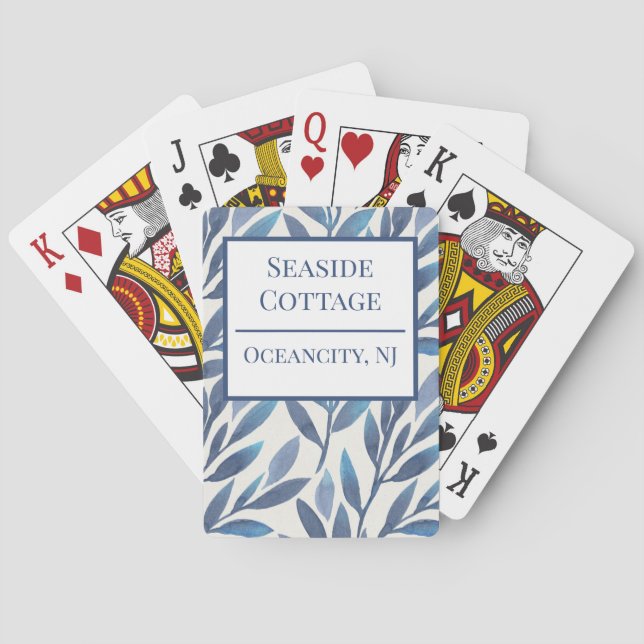 Blommigt Blue Airbnb Anpassningsbar Vacation Renta Casinokort (Baksidan)