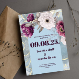 Blommigt Blue Arch Spara datuminbjudan Inbjudningar