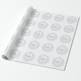 Blommigt Blue Baby Angel Kor Baptism Presentpapper