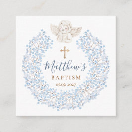 Blommigt Blue Baby Angel Kor Baptism Tilläggskort