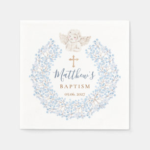 Blommigt Blue Baby Angel Kor Pappersservett