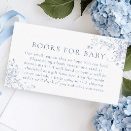 Blommigt Blue Baby Shower Bokar för Baby Tilläggskort