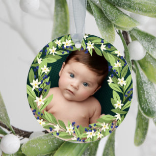 Blommigt Blue Berries Greenery Wandey Photo Julgransprydnad Keramik