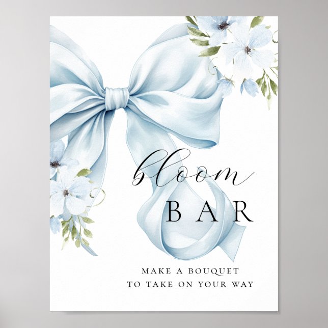 Blommigt Blue Bow Bouqet Pub Poster (Framsidan)