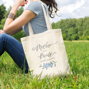Blommigt Blue Budens mamma Calligraphy Tygkasse