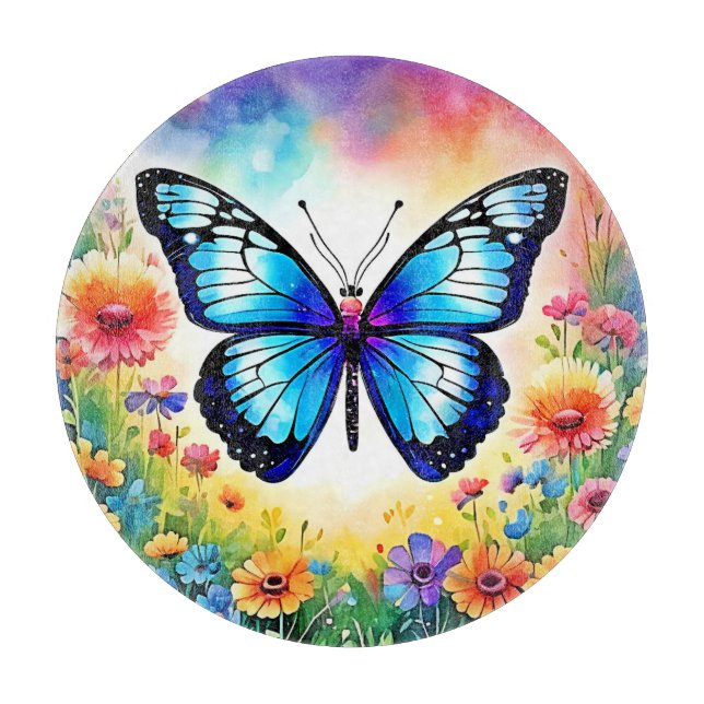 Blommigt Blue Butterfly Art (Framsidan)