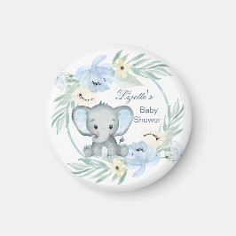 Blommigt blue Elephant Baby Shower Magnet
