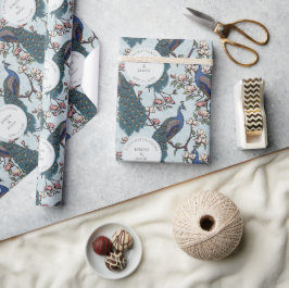 Blommigt Blue Förlovning Peacock Presentpapper