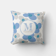 Blommigt Blue Grått Baby Adsible Monogram