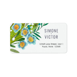 Blommigt blue & grönt Lily Valley Bröllop Adressetikett