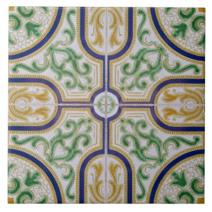 blommigt blue gult Modern azulejos Tile Kakelplatta