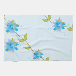 Blommigt Blue Hand-towel Kökshandduk