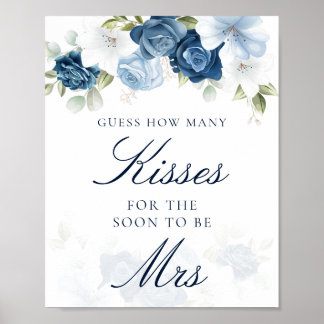 Blommigt Blue Hur många Kisses-Möhippor spelas Poster