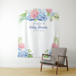 Blommigt Blue Hydrangea Baby Shower BackDrop