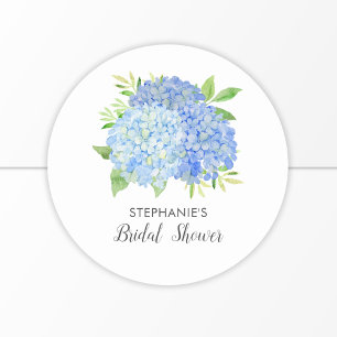 Blommigt Blue Hydrangea Bouquet Möhippa Runt Klistermärke