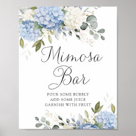 Blommigt Blue Hydrangea Greenery Bröllop Mimosa Pu Poster