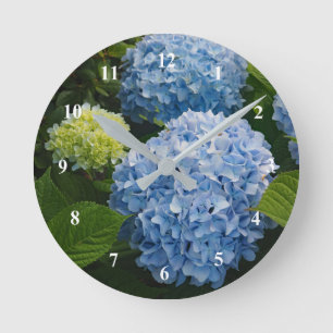 Blommigt Blue Hydrangea Photo Rund Klocka