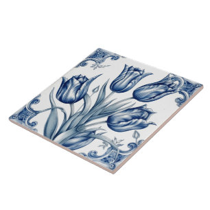 Blommigt Blue Indigo Azulejo Tiles Kakelplatta