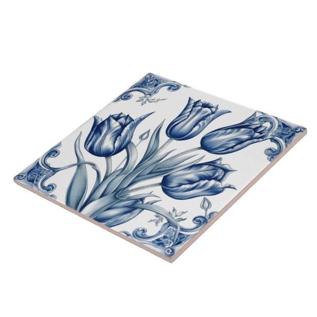 Blommigt Blue Indigo Azulejo Tiles Kakelplatta (Sidan)