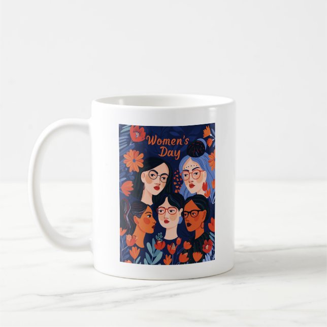 Blommigt Blue Internationell Kvinnodagen Kaffemugg (Vänster)