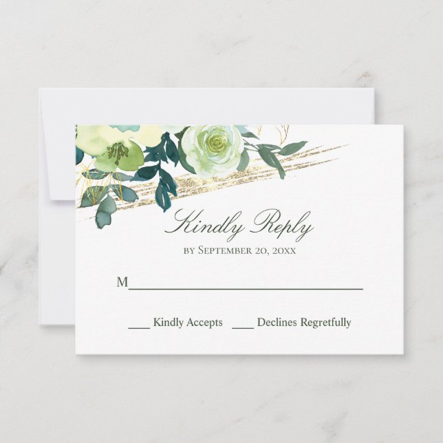 Blommigt Blue Ivory Guld Turquise Elegant bröllop OSA Kort (Framsida)