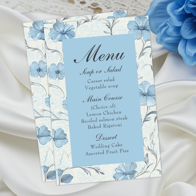 Blommigt Blue Land Garden Elegant bröllop Menu (Skapare uppladdad)
