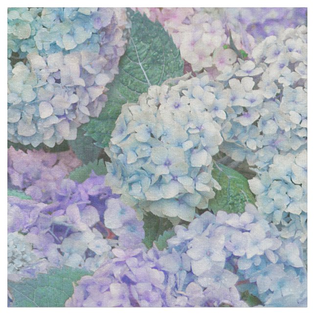Blommigt Blue Lavender Hydrangea Blommars Mönster Tyg (Närbild)
