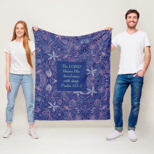 BLOMMIGT Blue LORBLESSER MED SLEEP Christian Fleecefilt