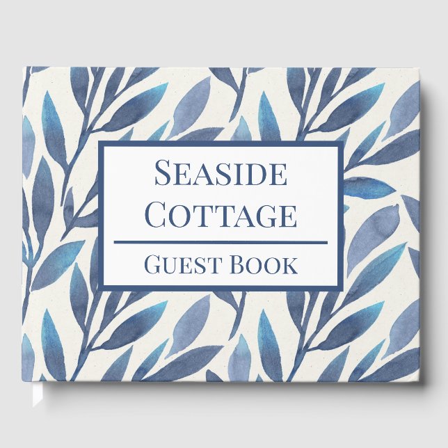 Blommigt Blue Löv Airbnb Vacation Rental Gästböcker (Framsida)