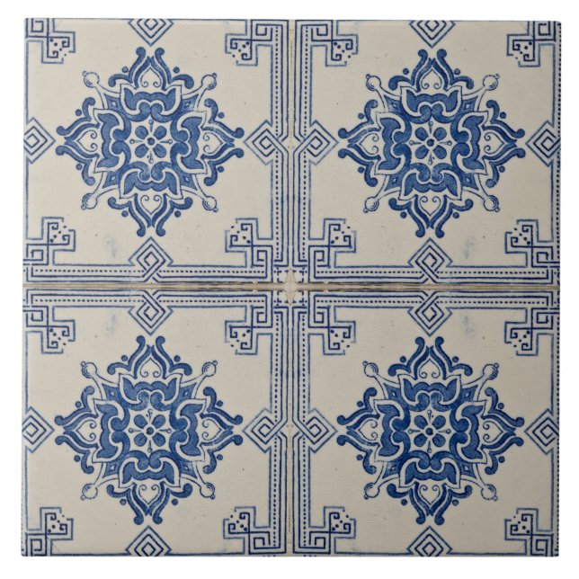 blommigt Blue Modern Portuguesa azulejos dekorativ Kakelplatta (Framsidan)