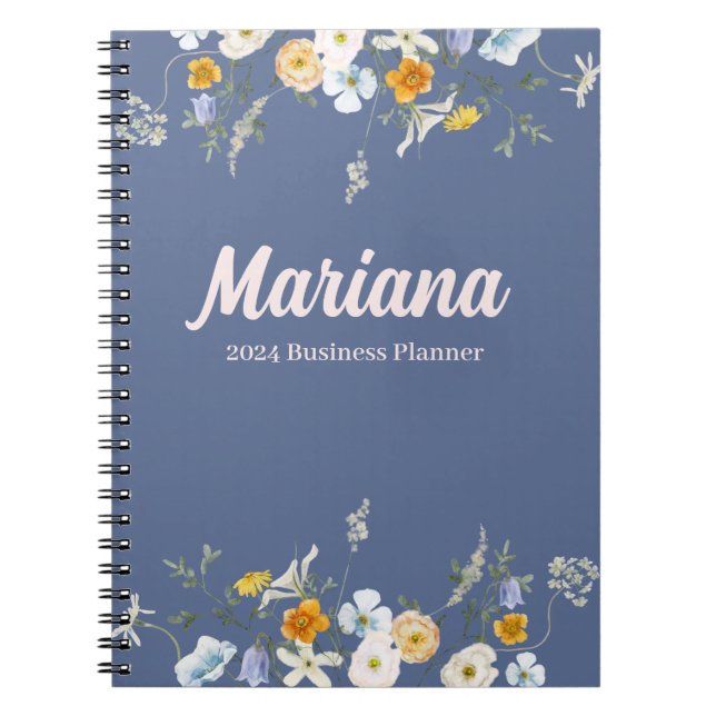 blommigt blue nova 2024 business planner Personal Anteckningsbok (Framsidan)