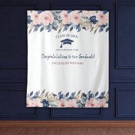 Blommigt Blue och Rosa Studenten Fotobakgrund