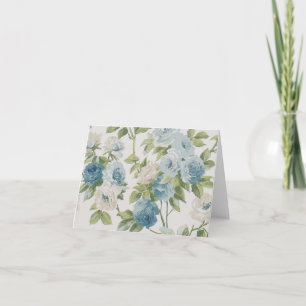 Blommigt Blue och Vit ros Mönster Notecard Tack Kort
