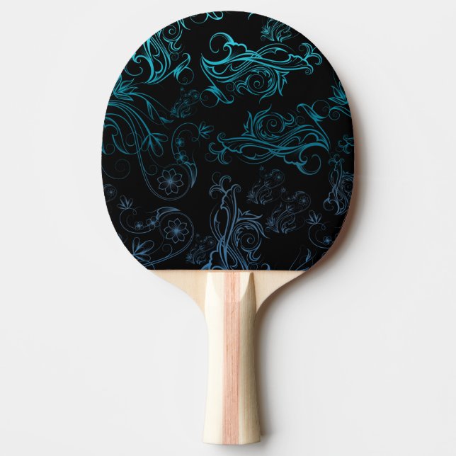 Blommigt Blue Ping Pong Paddle Pingisracket (Framsidan)