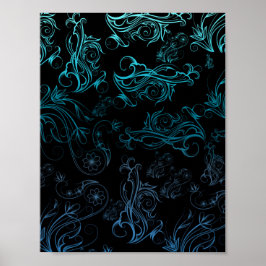 Blommigt Blue Poster