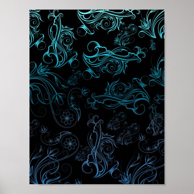 Blommigt Blue Poster (Framsidan)