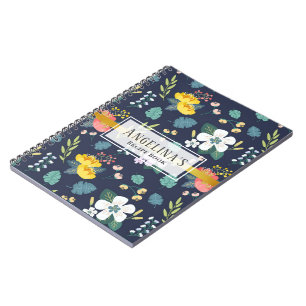 blommigt blue recept bok anteckningsbok